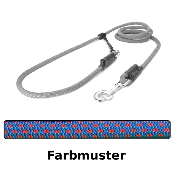 EASYLONG Hundeleine - L - 3m - blau mit roten Flecken